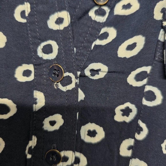 LOFT Blue White Dot Shirt Dress Small Lined Pockets Drawstring Waist - Picture 9 of 15